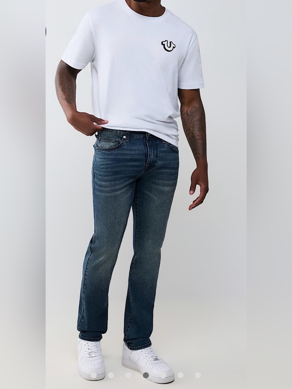 Men’s True Religion Rocco Relaxed Skinny Jeans Dark Wash Size 38